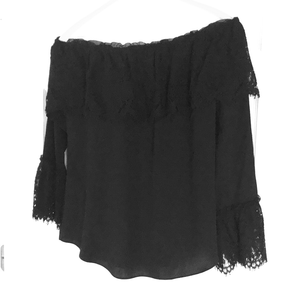 Off the shoulder black lace top